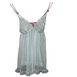 Victoria's Secret Babydoll Medium Sheer Lace Mesh Nightgown Lingerie Bow Coquett